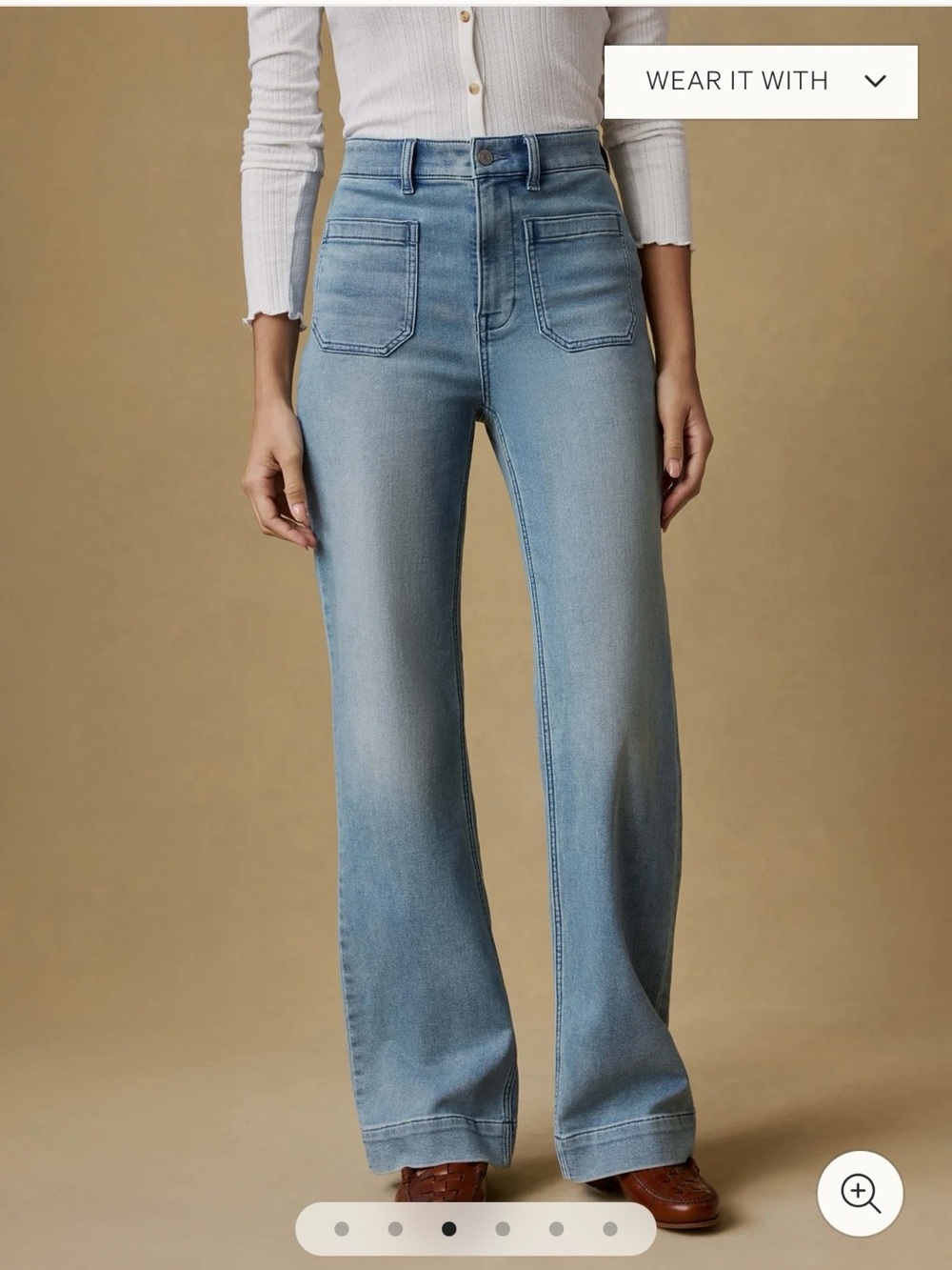 Faherty Light Blue High-Rise Wide Leg Jeans